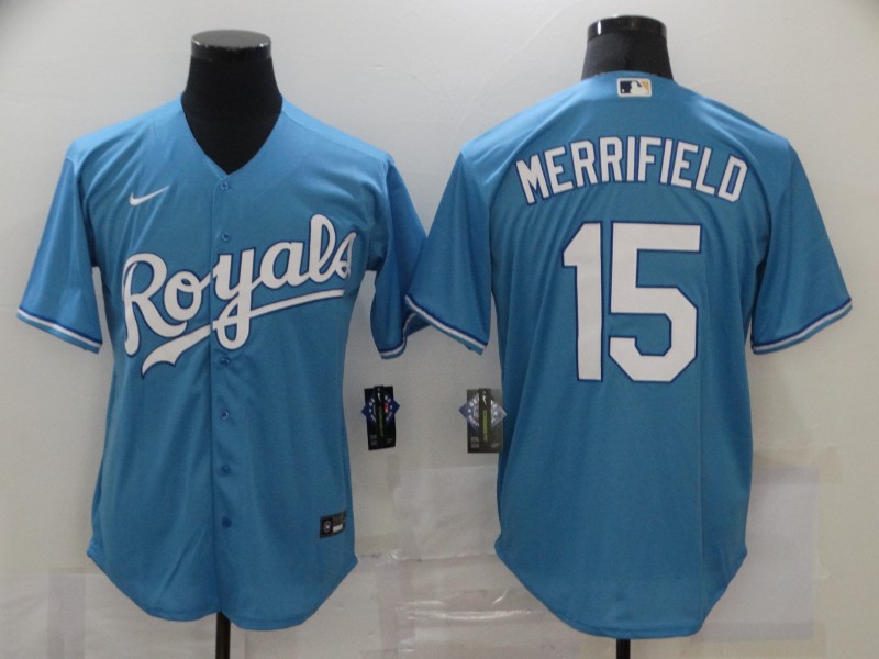 Men Kansas City Royals #15 Merrifield Light Blue Game Nike MLB Jerseys->women nfl jersey->Women Jersey